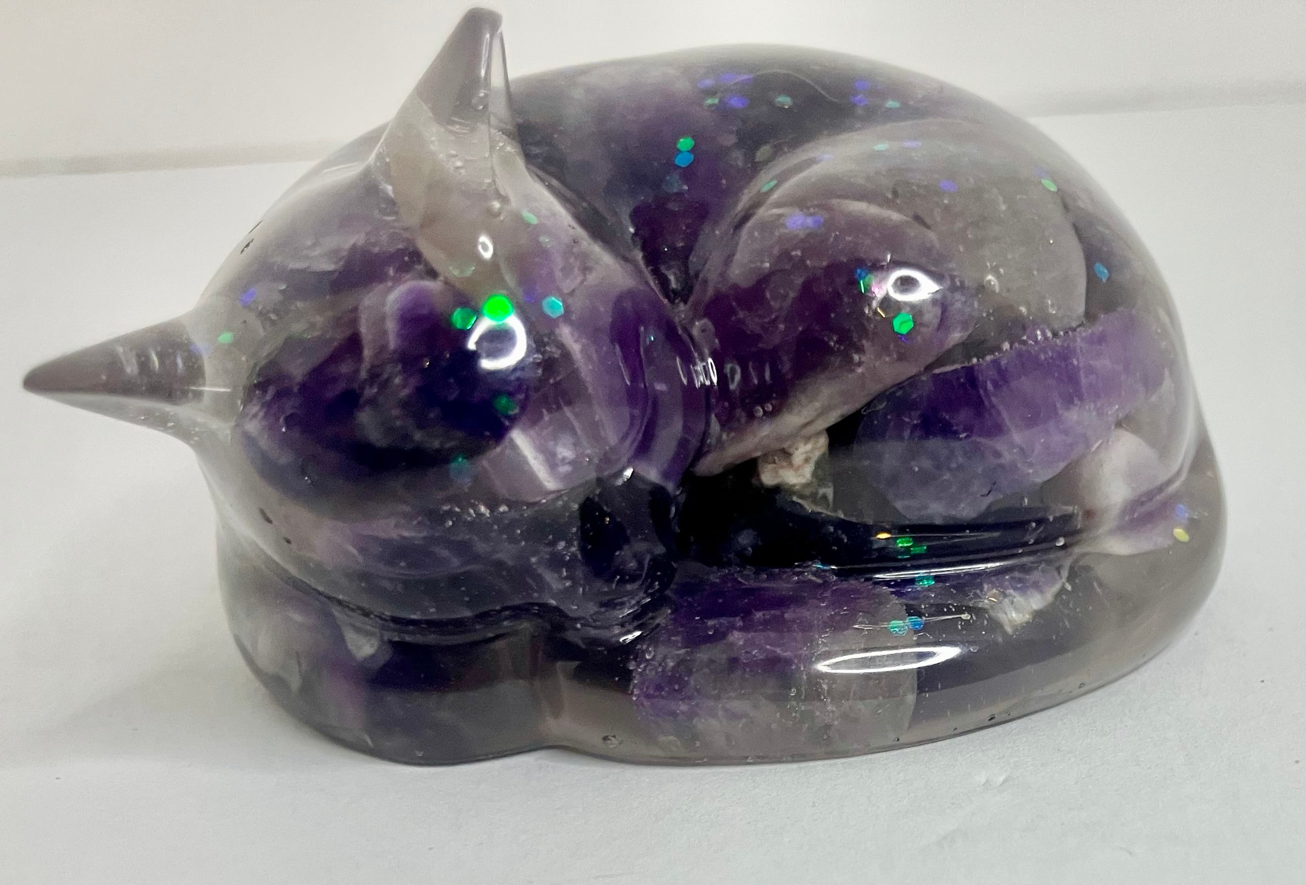 Amethyst filled sleeping pet figuring