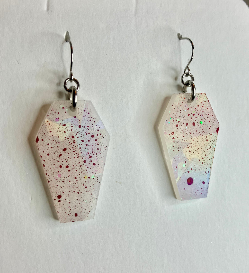 Holographic coffin resin earrings