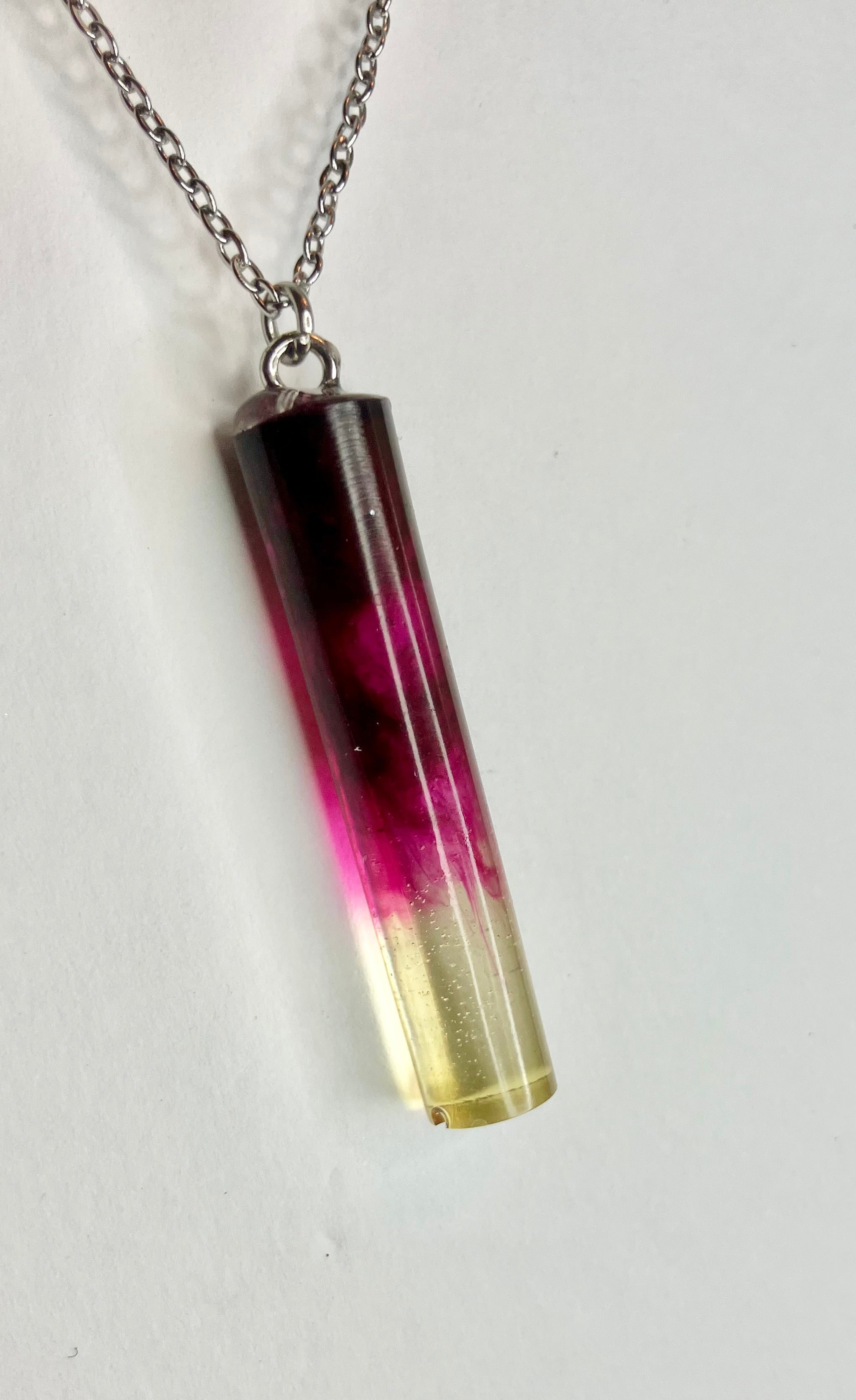 Resin cylinder pendant necklace