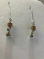 Tiny bone filled vial earrings