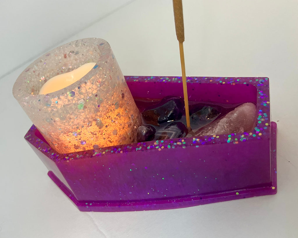Coffin votive holder/incense burner