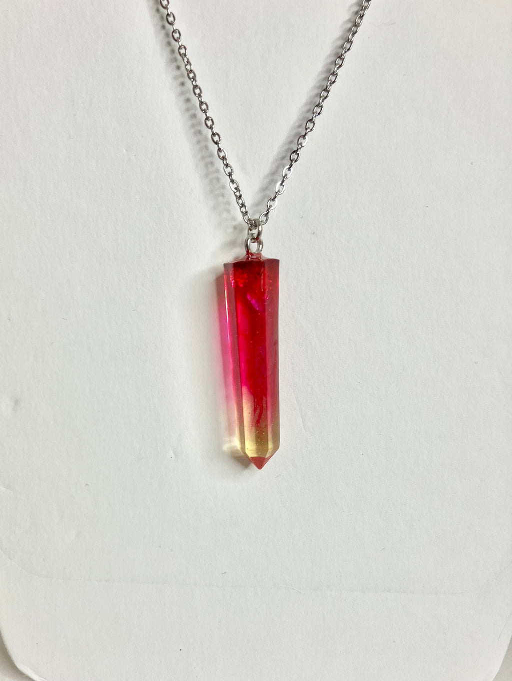 Resin cylinder pendant necklace