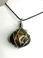 Wire wrapped stones and crystals with stainless steel wire