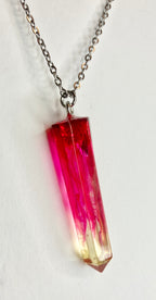 Resin cylinder pendant necklace