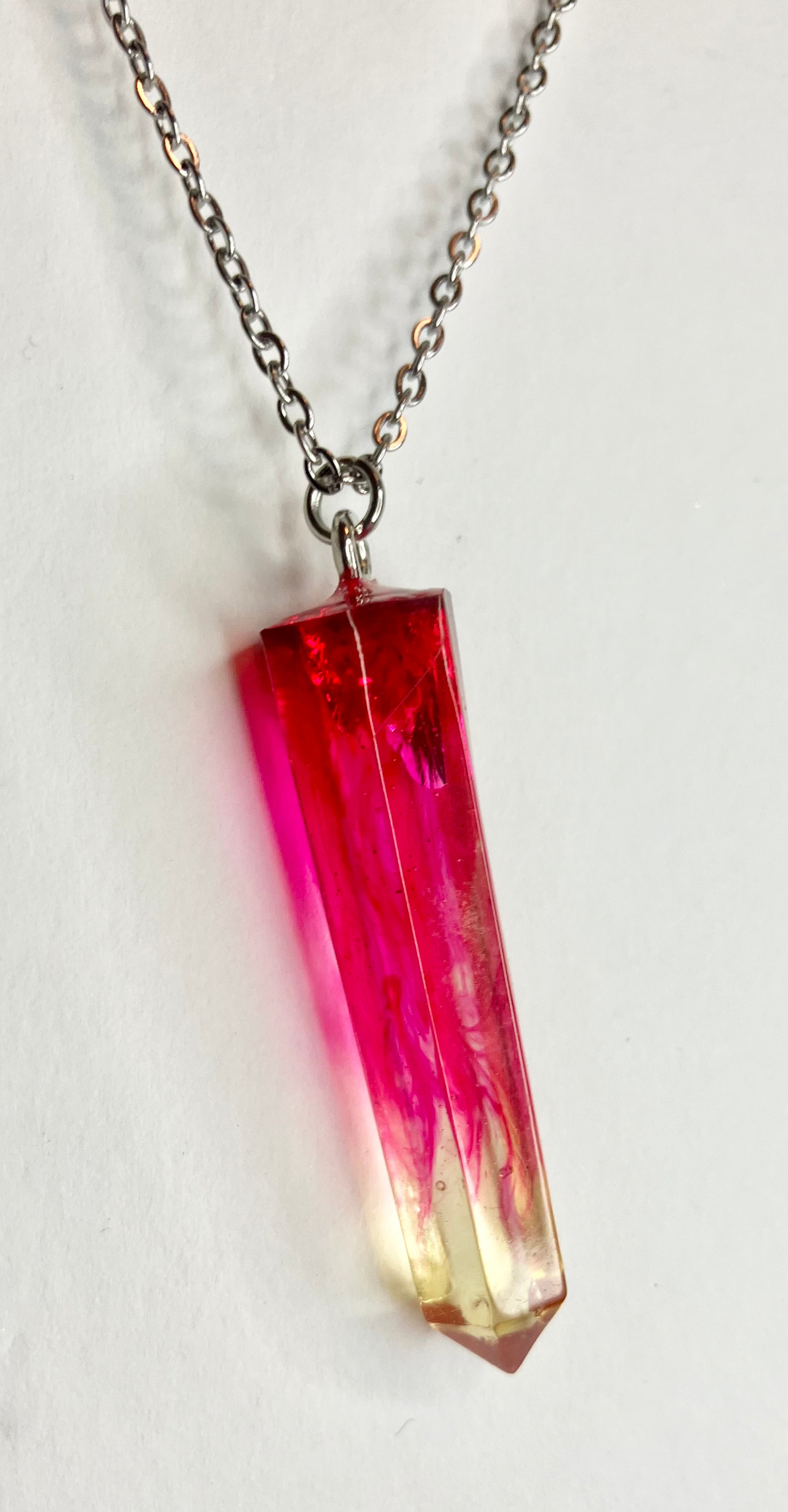 Resin cylinder pendant necklace