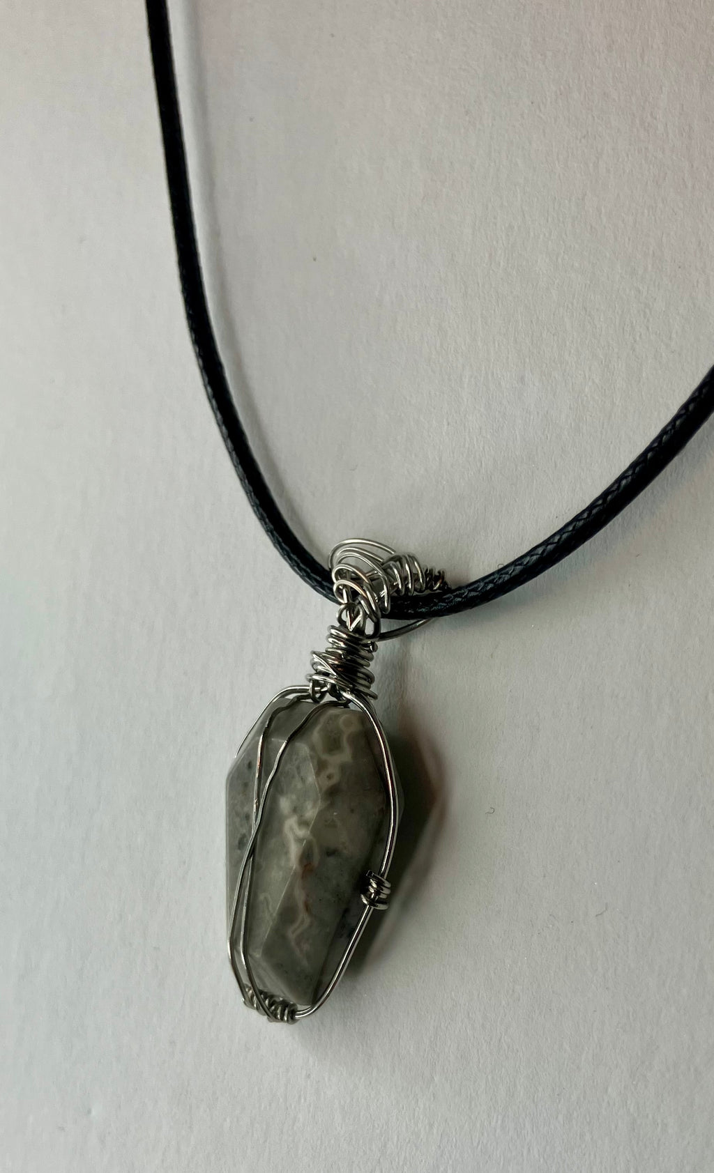 Wire wrapped stones and crystals with stainless steel wire