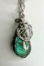 Wire wrapped stones and crystals with stainless steel wire
