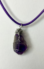 Wire wrapped stones and crystals with stainless steel wire