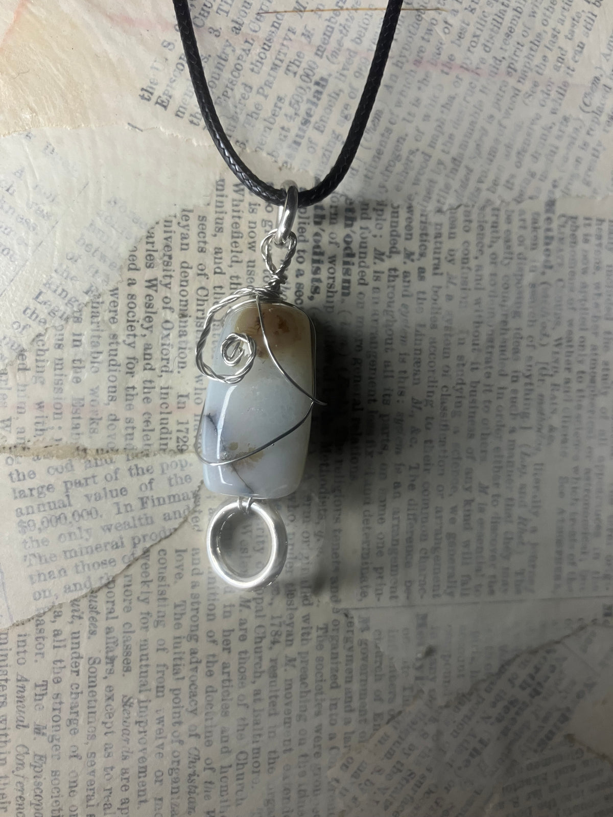 Wire Wrapped Stone and Crystal Necklaces, Stainless Steel