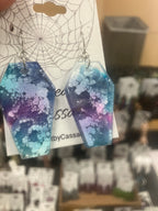 Holographic coffin resin earrings