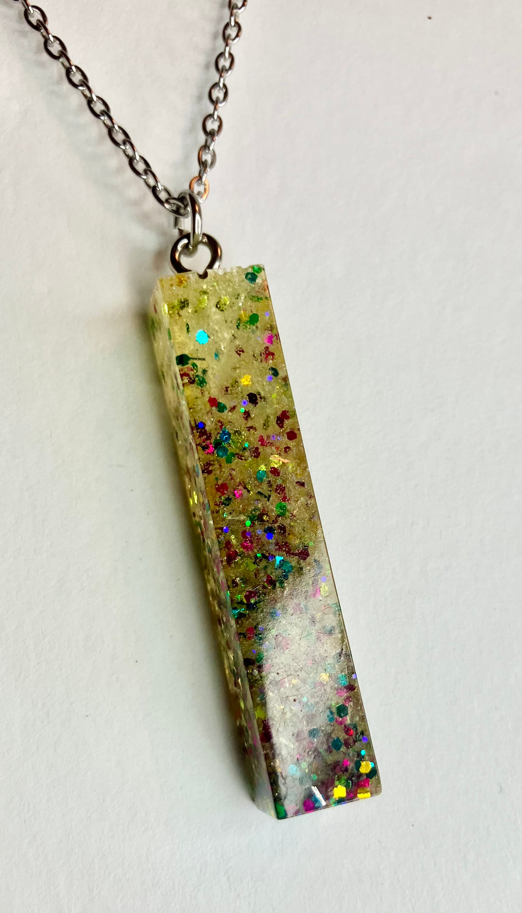 Resin cylinder pendant necklace