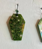 Holographic coffin resin earrings