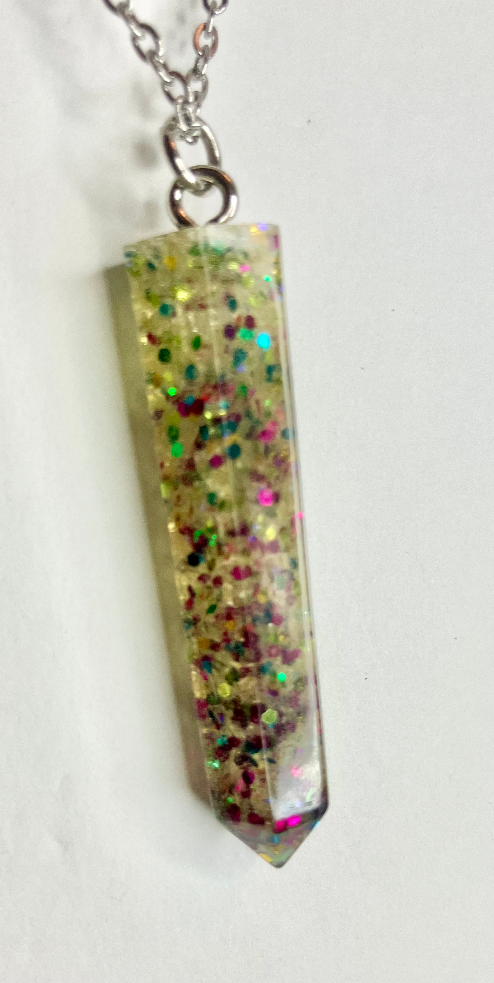 Resin cylinder pendant necklace