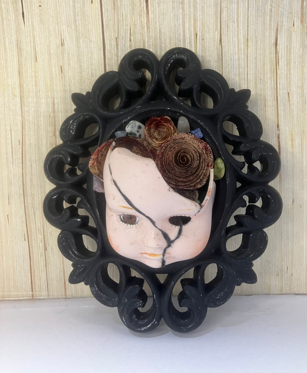 Pouty broken doll art
