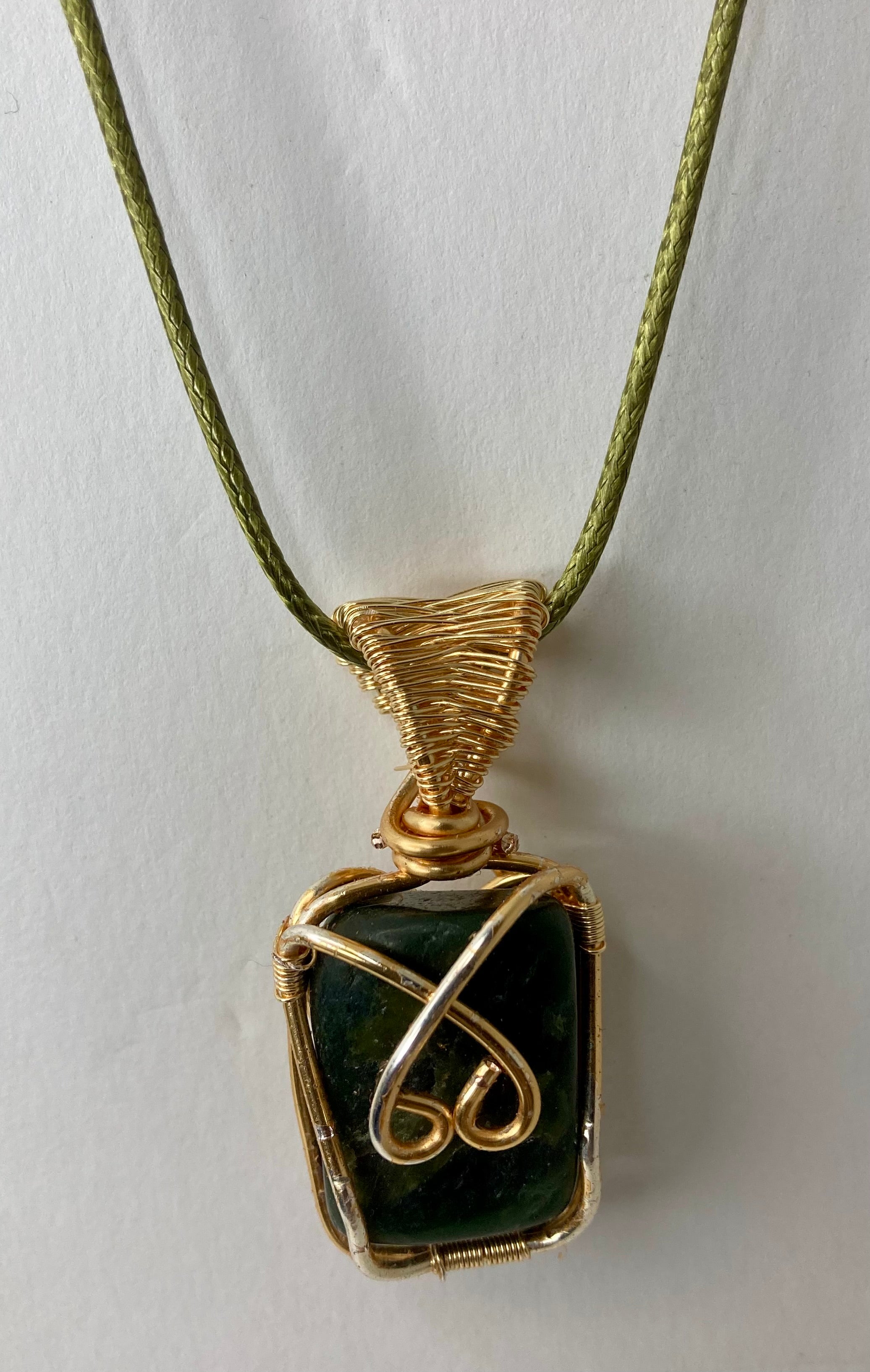 Wire wrapped stone pendants, silver plated copper wire