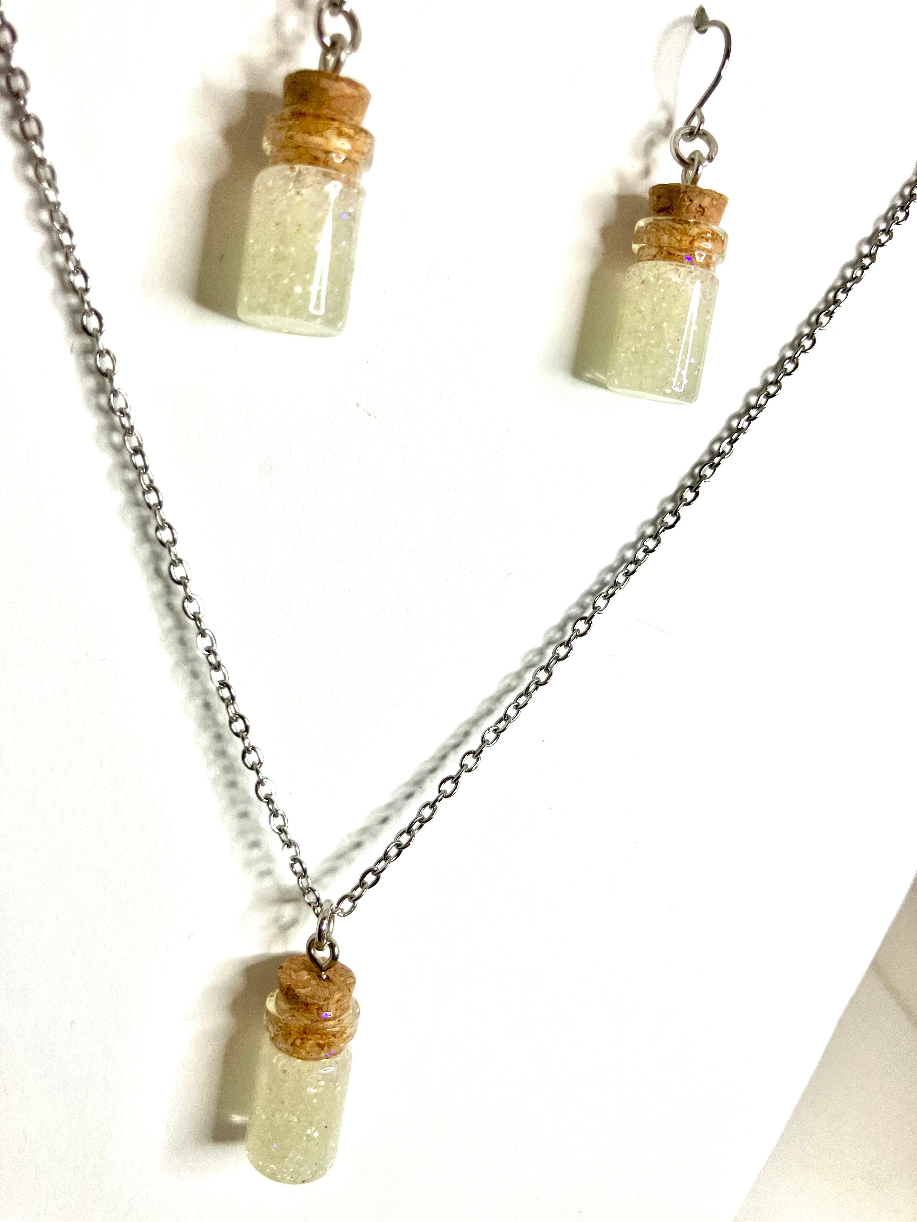 Glow in the dark vial jewelry