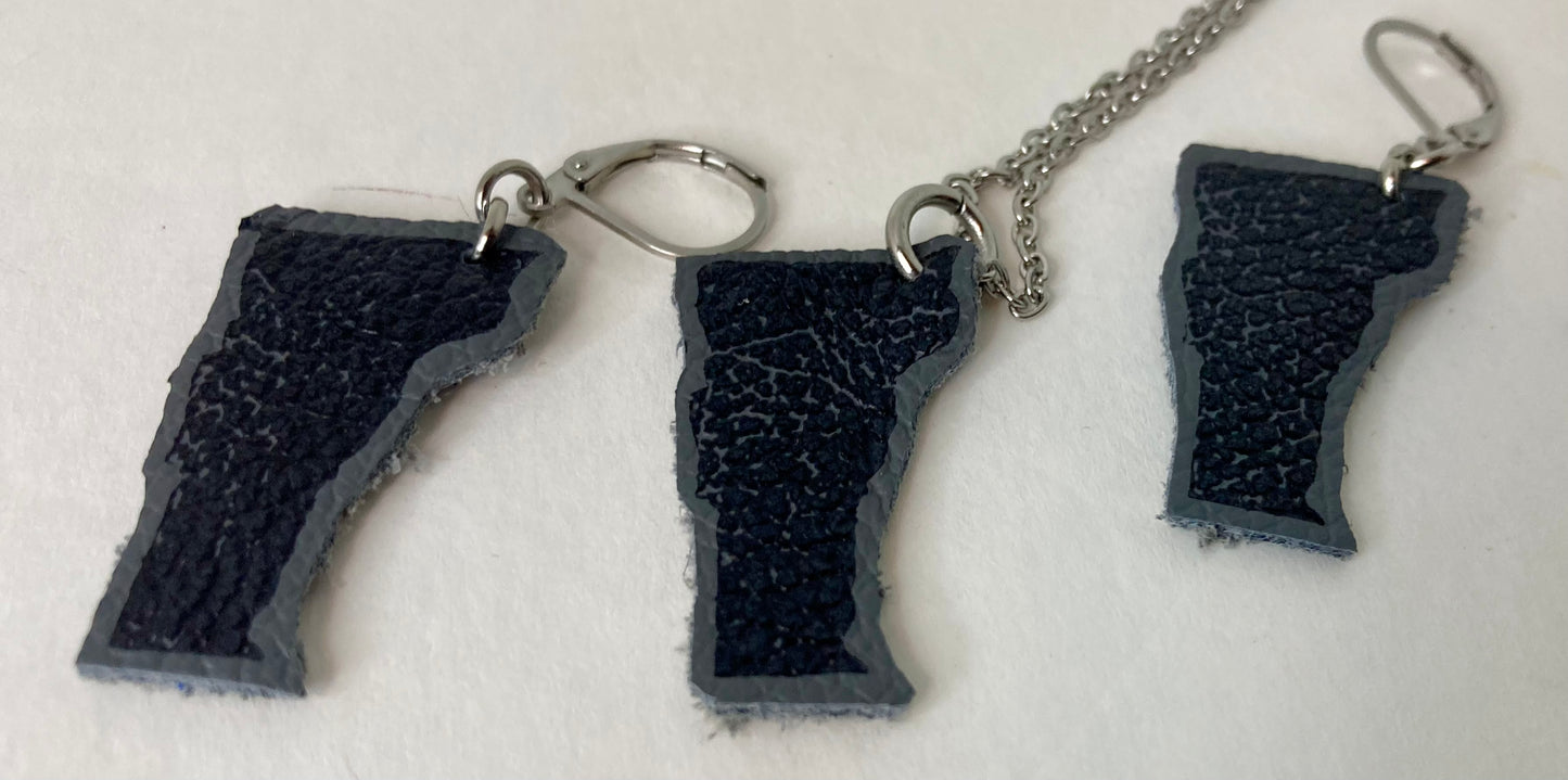 Hand Stamped Vermont Leather Earrings
