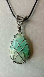 Wire wrapped stones and crystals with stainless steel wire