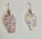 Holographic coffin resin earrings