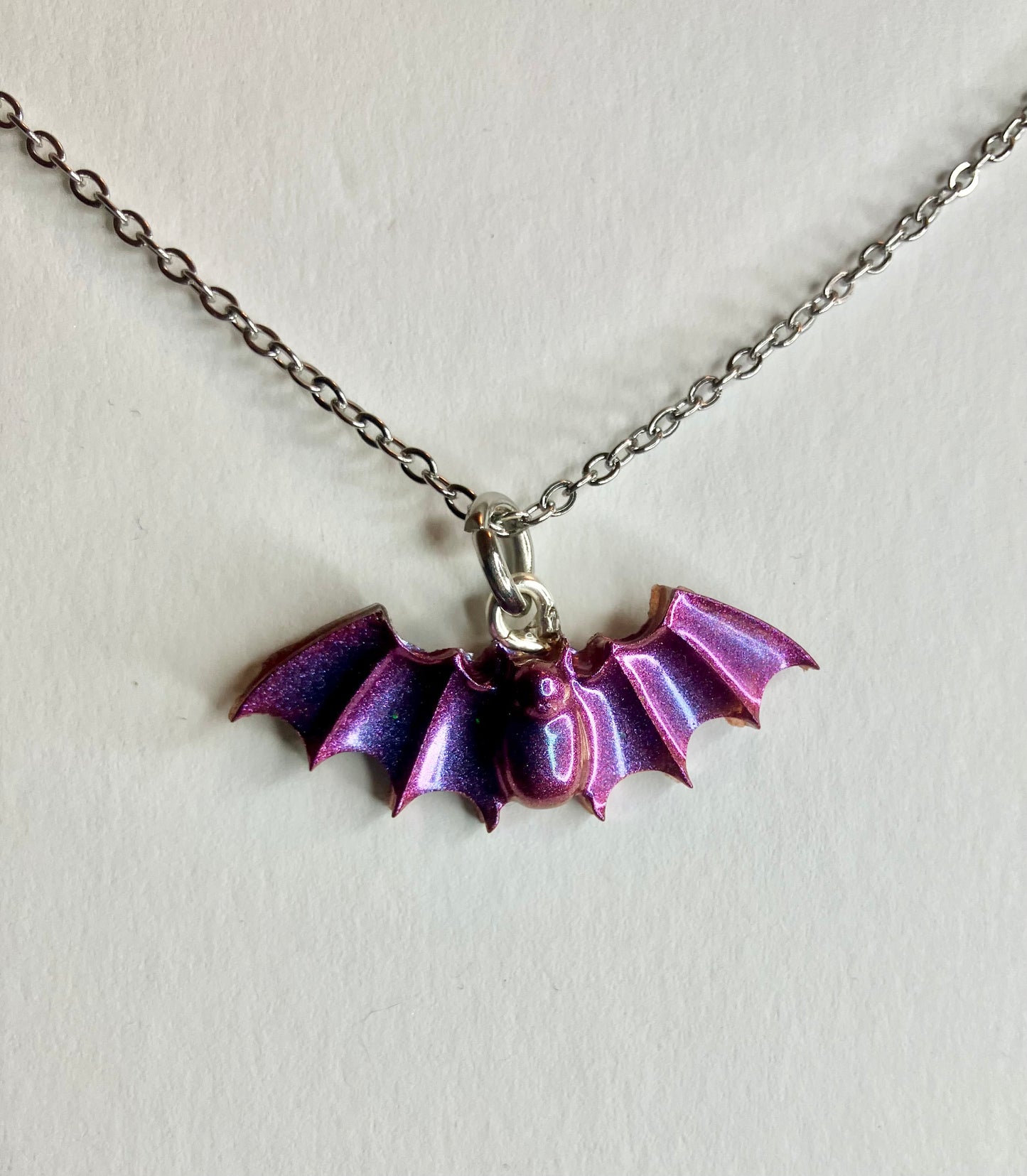 Handmade Resin Bat Pendant Necklaces