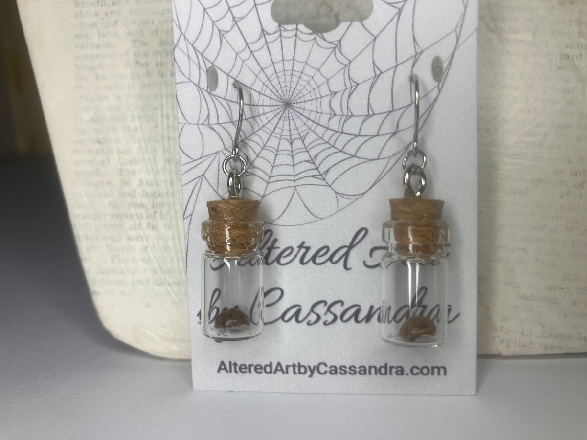Owl Pellet Bone Vial Earrings — Real Bone Jewelry