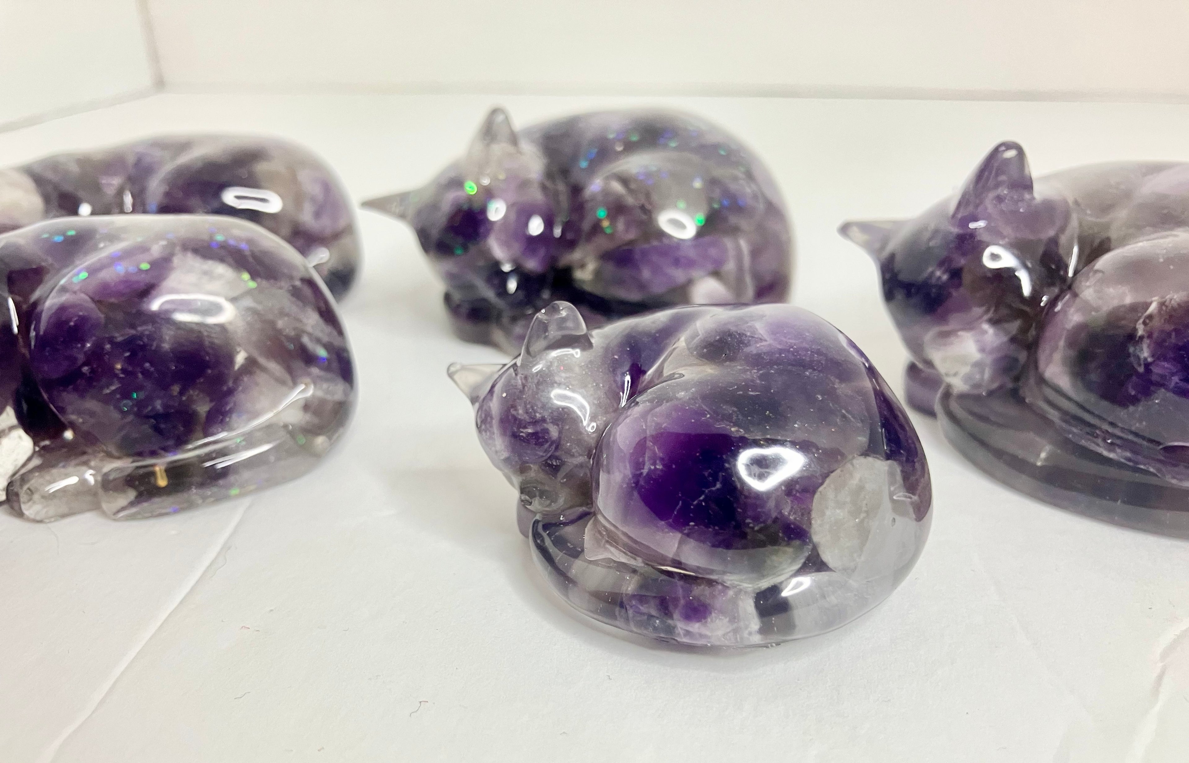 Amethyst filled sleeping pet figuring
