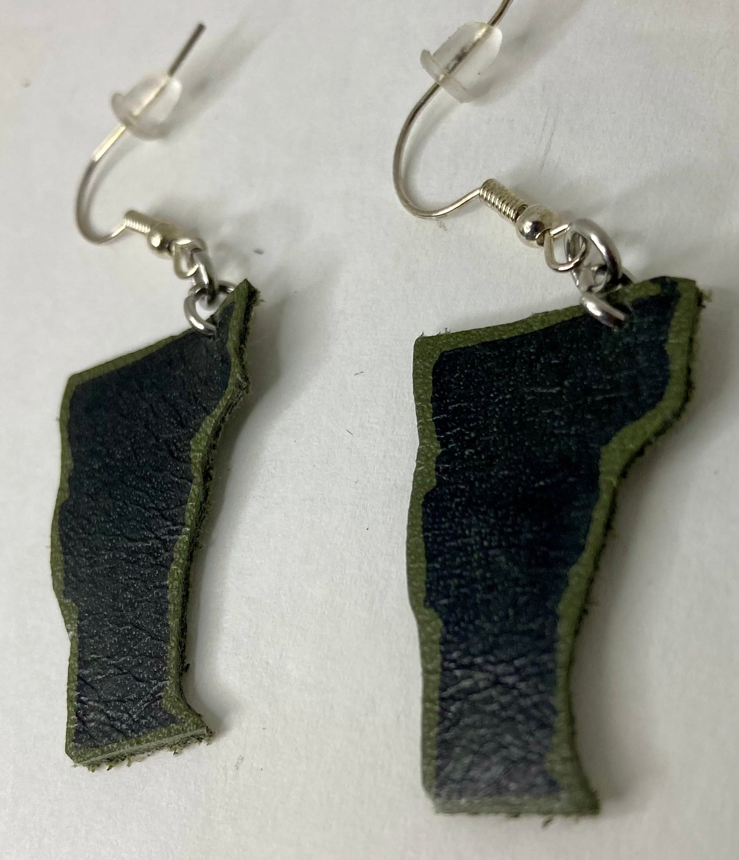 Hand Stamped Vermont Leather Earrings